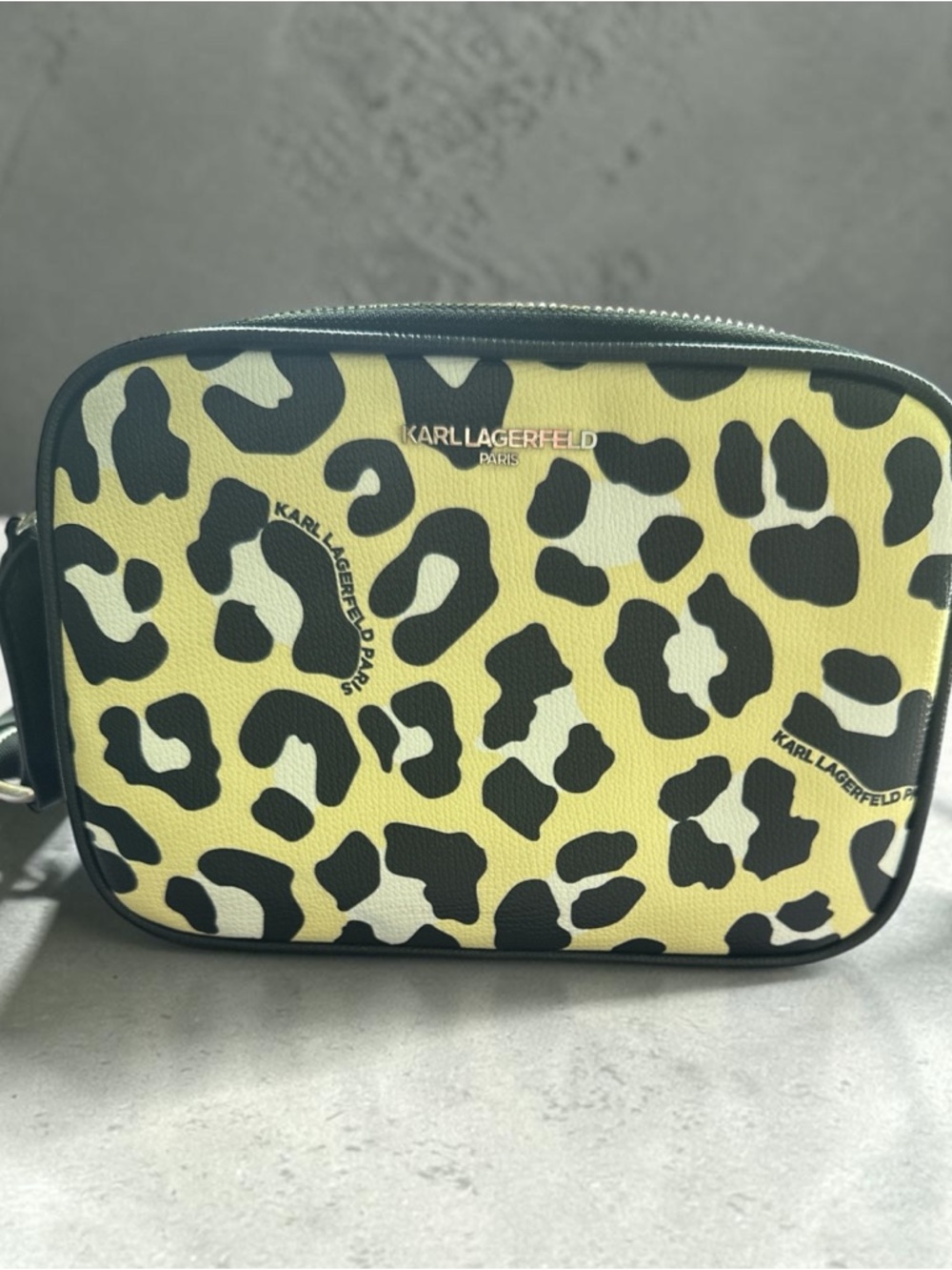 Karl Lagerfeld Yellow & Black Leopard Print Crossbody